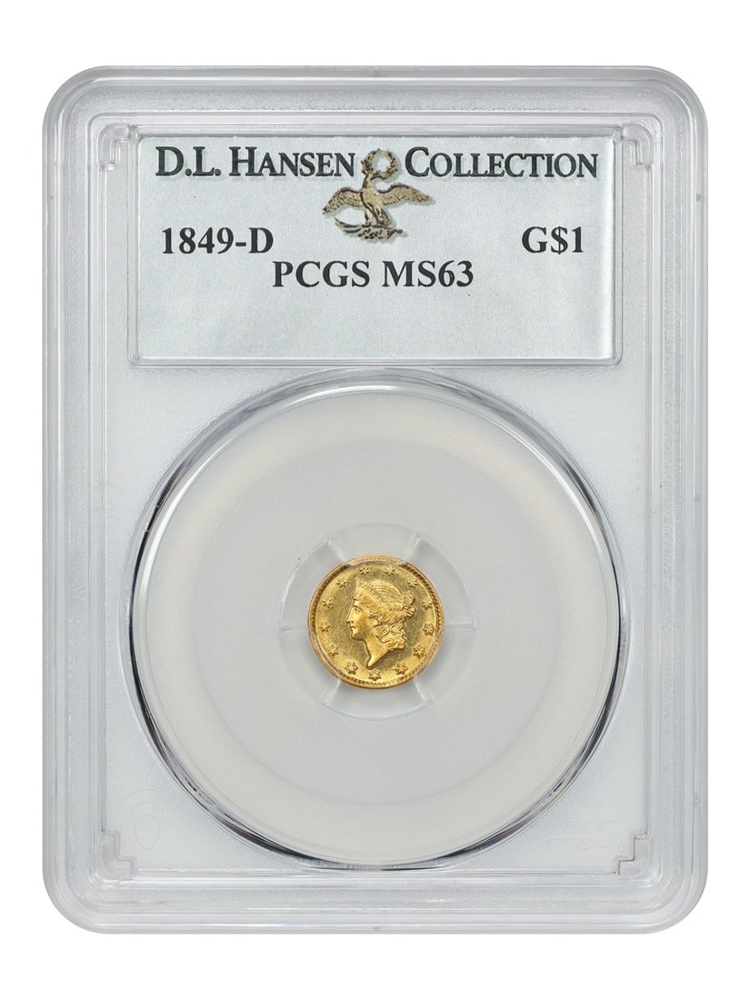 Hansen 1849-D G$1 PCGS MS63 ex: D.L.: Hansen 1849-D G$1 PCGS MS63 ex: D.L. This listing features Hansen 1849-D G$1 PCGS MS63 ex: D.L.. Item specifics are provided below. Item Specifics: Certification: PCGS Certification Number: 38196272 C