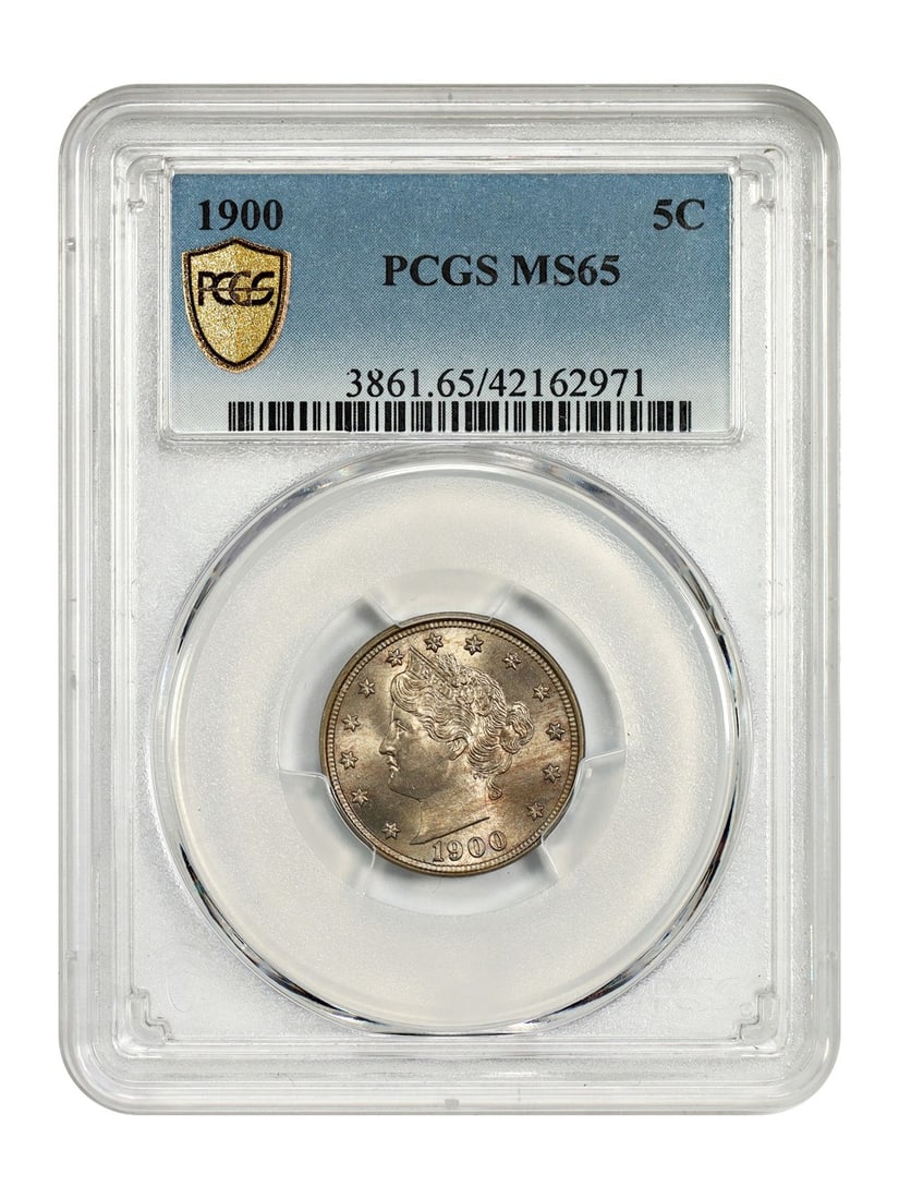 Liberty Nickel - 1900 5C PCGS MS65: Liberty Nickel - 1900 5C PCGS MS65 This listing features Liberty Nickel - 1900 5C PCGS MS65. Item specifics are provided below. Item Specifics: Certification: PCGS Certification Number: 42162971 Circu