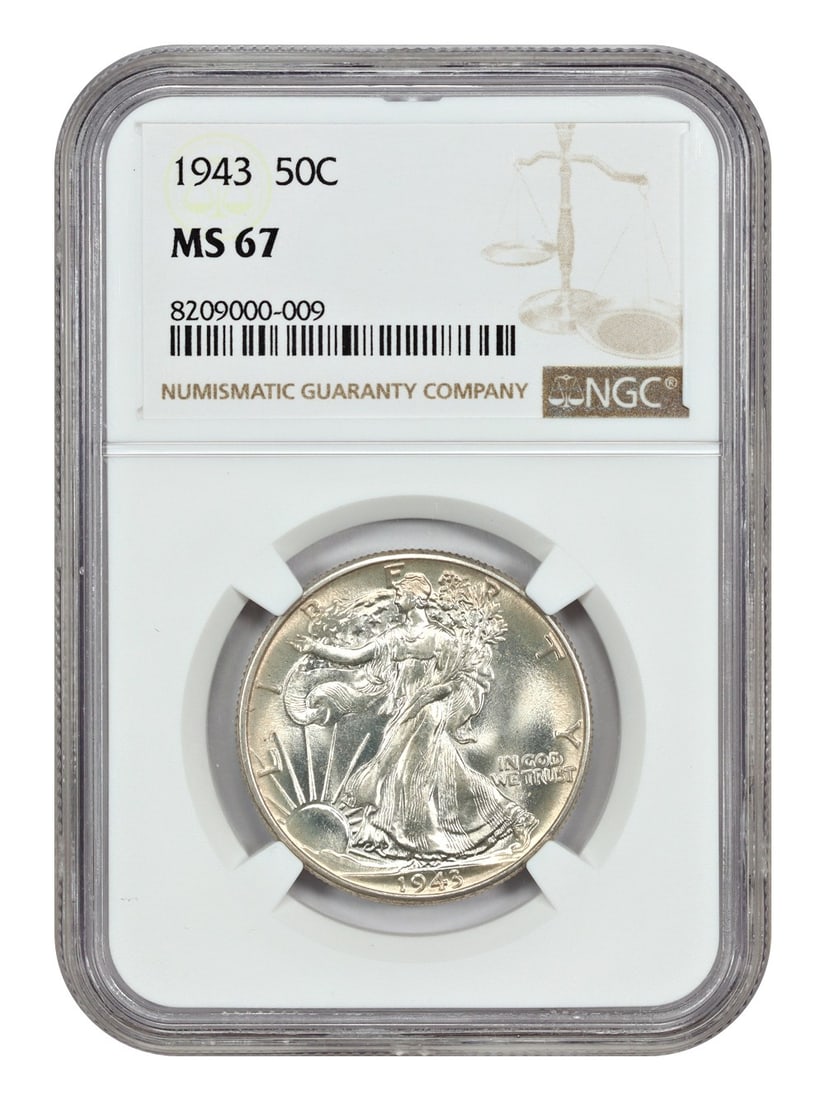 Walking Liberty Half Dollar - 1943 50C NGC MS67: Walking Liberty Half Dollar - 1943 50C NGC MS67 This listing features Walking Liberty Half Dollar - 1943 50C NGC MS67. Item specifics are provided below. Item Specifics: Certification: NGC Certificati