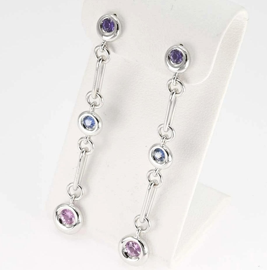 Earrings Chaumet Anneau Multi Color Sapphire 18k White Gold Long Drop Dangle: Earrings Chaumet Anneau Multi Color Sapphire 18k White Gold Long Drop Dangle This listing features Earrings Chaumet Anneau Multi Color Sapphire 18k White Gold Long Drop Dangle. Item specifics are prov
