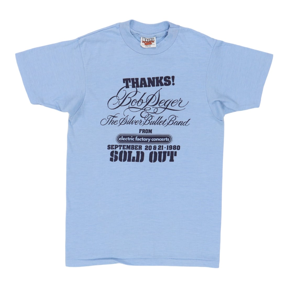 Shirt 1980 Bob Seger Sold Out Concert: Shirt 1980 Bob Seger Sold Out Concert This listing features Shirt 1980 Bob Seger Sold Out Concert. Item specifics are provided below. Item Specifics: Size: Small Era: 1980s Color: Blue Material: 50/50