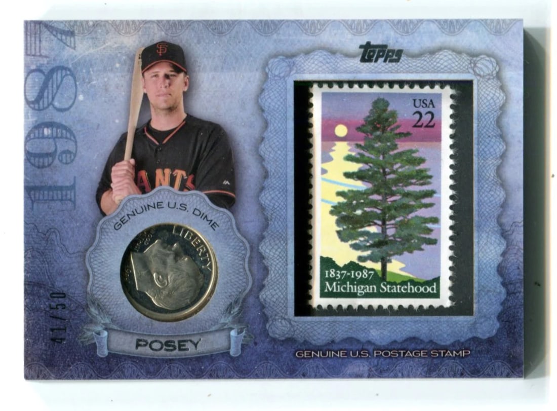 50 Buster Posey 2015 Topps Genuine U.S Postage Stamp/ Coin Card #CS36 41/ (1 of 2)