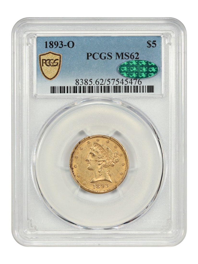 Affordable New Orleans Gold Issue - 1893-O $5 PCGS/ CAC MS62 - Liberty Head $5: Affordable New Orleans Gold Issue - 1893-O $5 PCGS/ CAC MS62 - Liberty Head $5 This listing features Affordable New Orleans Gold Issue - 1893-O $5 PCGS/ CAC MS62 - Liberty Head $5. Item specifics are