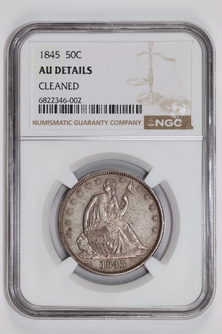 DETAILS 1845 SEATED LIBERTY HALF DOLLAR NGC AU (1 of 2)