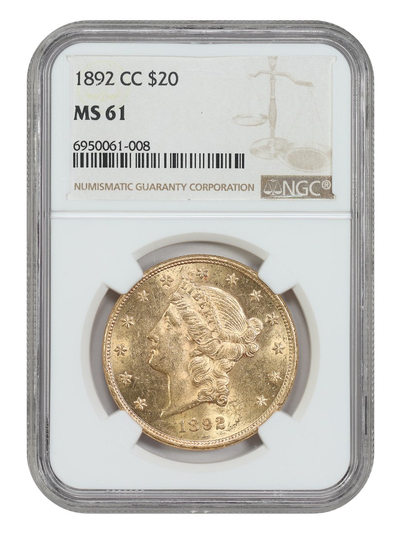 Liberty Head $20 - 1892-CC $20 NGC MS61 (1 of 4)