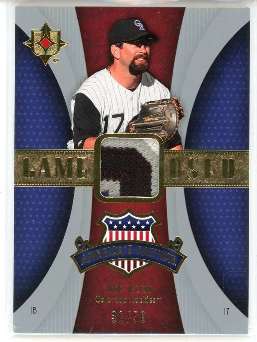 #PM-TH Todd Helton 2007 Upper Deck America's Pastime Game Used Patch Card: #PM-TH Todd Helton 2007 Upper Deck America's Pastime Game Used Patch Card This listing features #PM-TH Todd Helton 2007 Upper Deck America's Pastime Game Used Patch Card. Item specifics are provided b