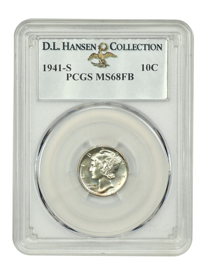 Hansen 1941-S 10C PCGS MS68FB ex: D.L.: Hansen 1941-S 10C PCGS MS68FB ex: D.L. This listing features Hansen 1941-S 10C PCGS MS68FB ex: D.L.. Item specifics are provided below. Item Specifics: Certification: PCGS Certification Number: 370117
