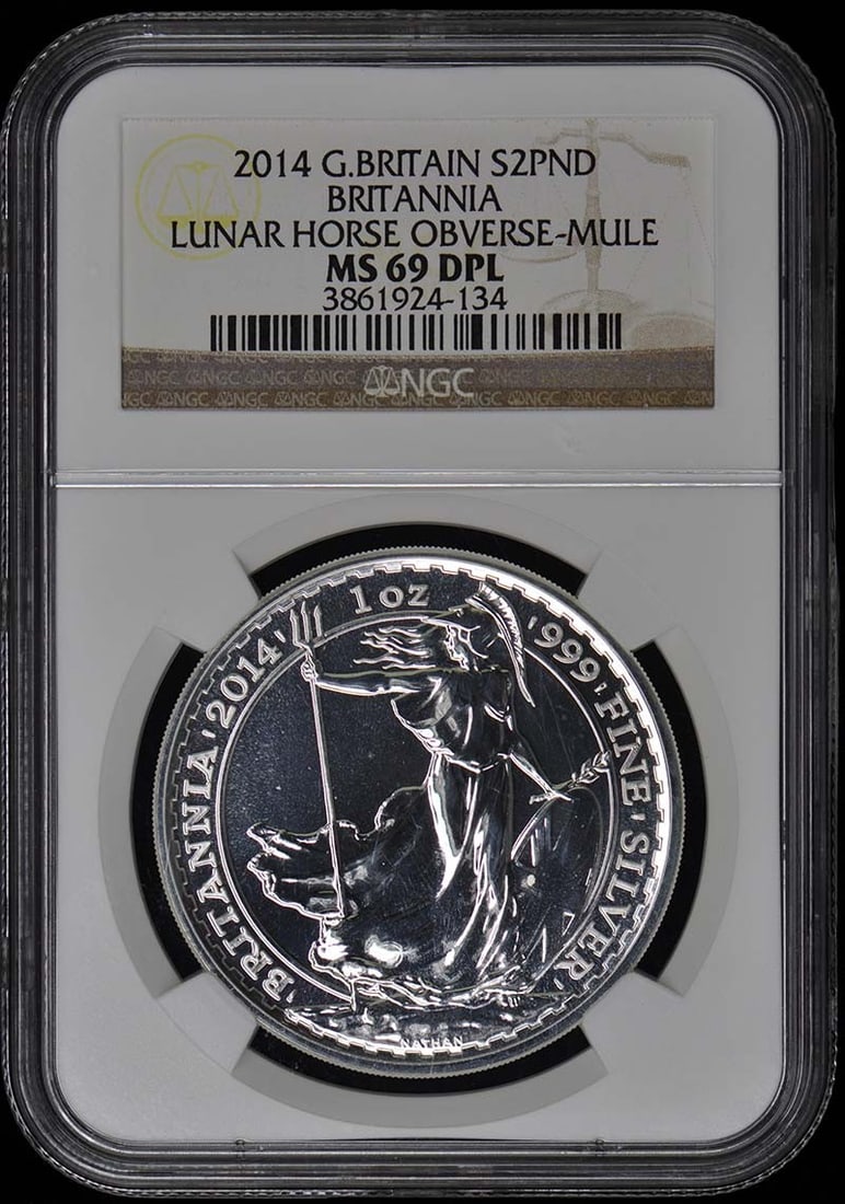 MS69DPL 2014 GREAT BRITAIN SILVER 2 POUND BRITANNIA LUNAR HORSE OBV MULE NGC: MS69DPL 2014 GREAT BRITAIN SILVER 2 POUND BRITANNIA LUNAR HORSE OBV MULE NGC This listing features MS69DPL 2014 GREAT BRITAIN SILVER 2 POUND BRITANNIA LUNAR HORSE OBV MULE NGC. Item specifics are prov