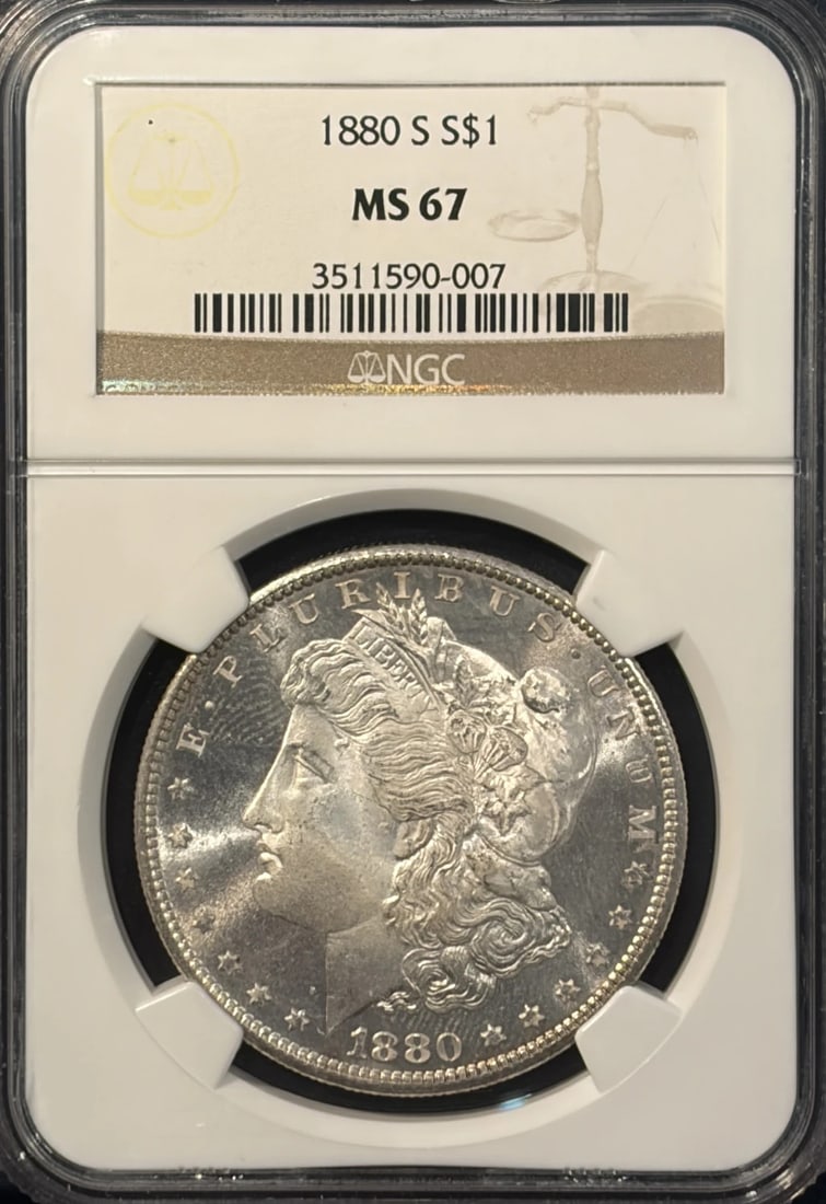 MS67 1880-S MORGAN DOLLAR NGC: MS67 1880-S MORGAN DOLLAR NGC This listing features MS67 1880-S MORGAN DOLLAR NGC. Item specifics are provided below. Item Specifics: Certification: NGC Composition: Silver Grade: MS 67 Year: 1880 Cir