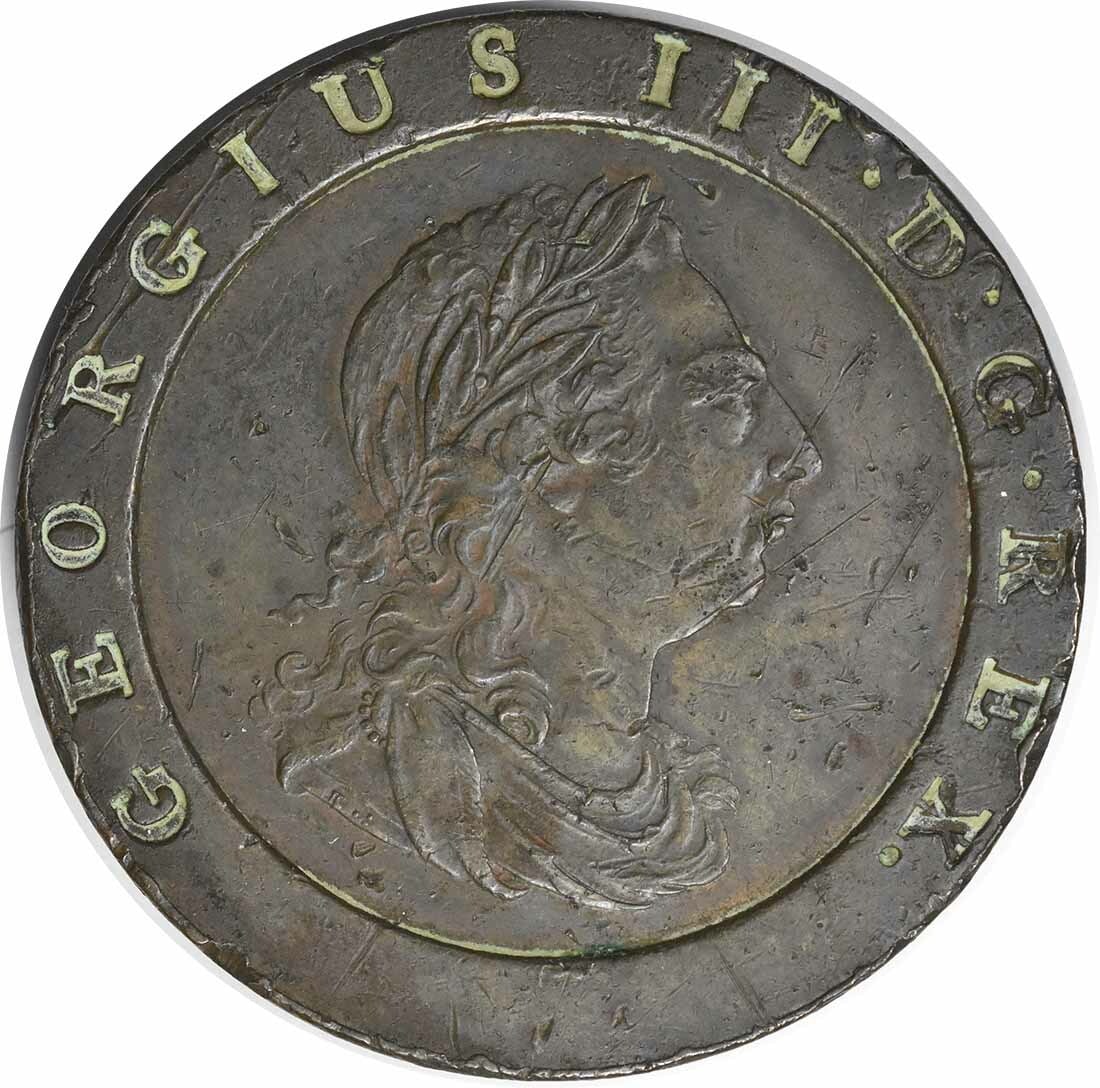 Uncertified 1797 Great Britain 2 Pence Copper KM619 EF Marks (1 of 2)