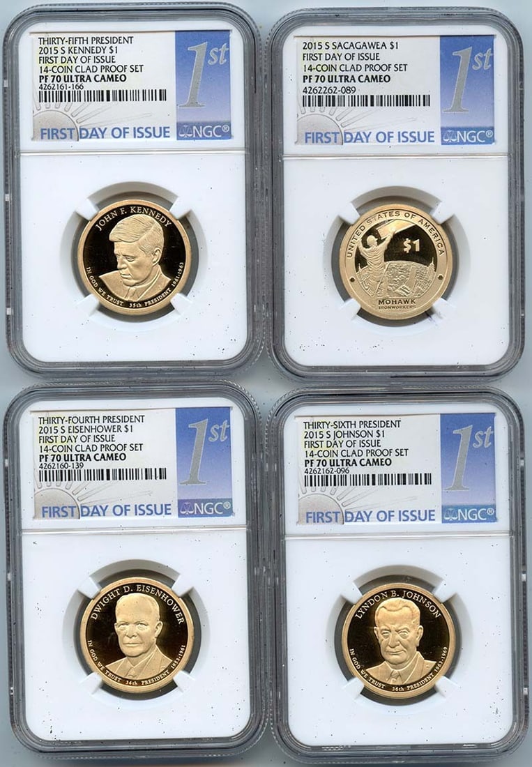 PR70DCAM 2015 S FIRST DAY 14-COIN CLAD PROOF SET NGC (1 of 3)
