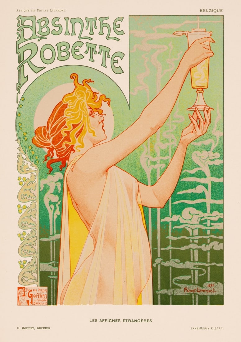 Trangres Privat Livemont Absinthe Robette Original 1896 Chaix Affiches (1 of 2)
