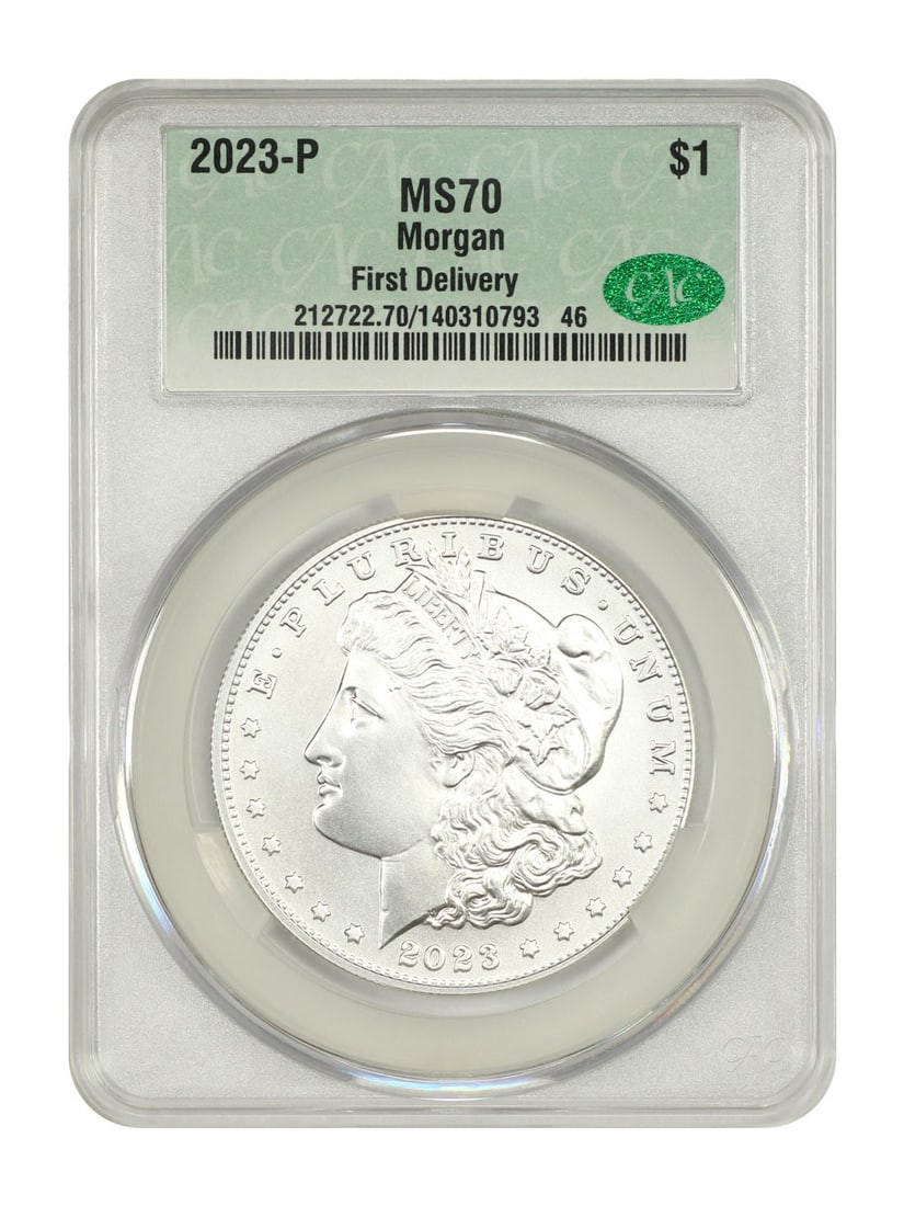 Delivery) 2023-P $1 Morgan Dollar CACG MS70 (First: Delivery) 2023-P $1 Morgan Dollar CACG MS70 (First This listing features Delivery) 2023-P $1 Morgan Dollar CACG MS70 (First. Item specifics are provided below. Item Specifics: Certification: CACG Cert