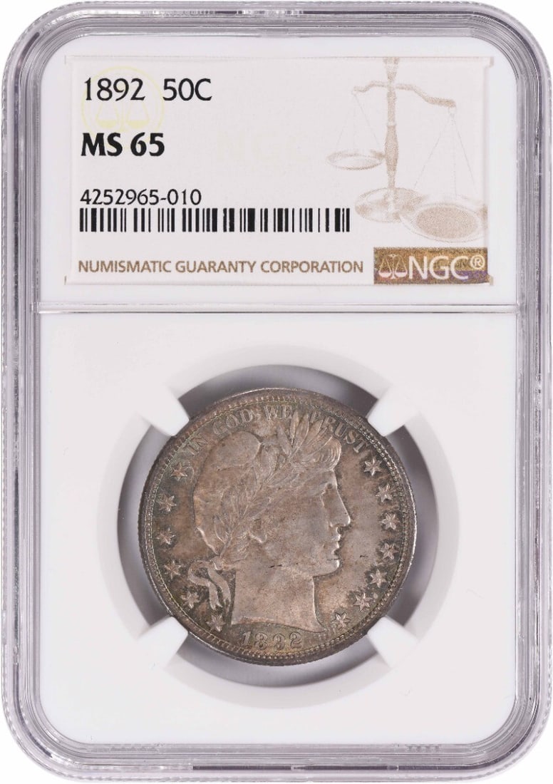 NGC 1892 Barber Silver Half Dollar MS65 (1 of 3)