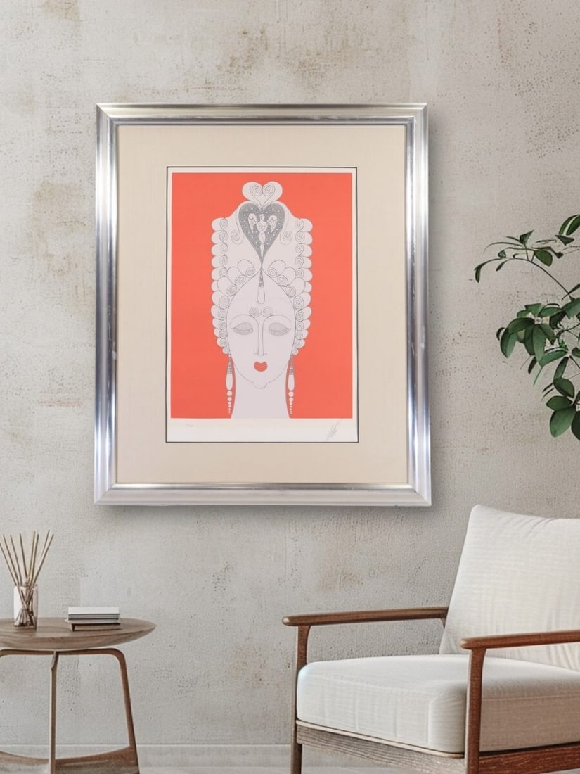 Framed ERTE Amoureuse Silkscreen Print 1977 Art Deco Design Signed ED 300 (1 of 10)