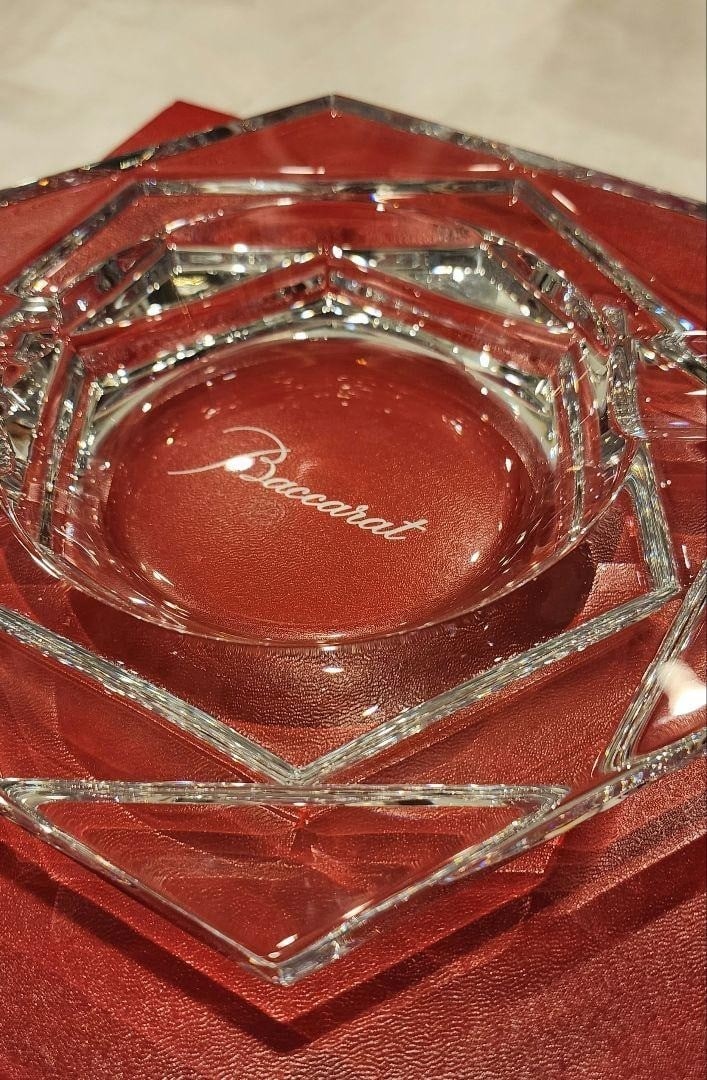 Box Baccarat Abyss Ash Tray Hexagonal Crystal Clear Luxury France with Original (1 of 4)