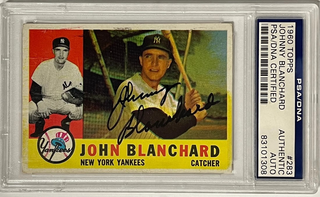 (PSA) John Blanchard Autographed 1960 Topps Card #283 (1 of 2)