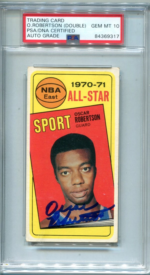 10 Oscar Robertson Autographed 1970-71 Topps Card #114 PSA Auto Gem MT: 10 Oscar Robertson Autographed 1970-71 Topps Card #114 PSA Auto Gem MT This listing features 10 Oscar Robertson Autographed 1970-71 Topps Card #114 PSA Auto Gem MT. Item specifics are provided below.