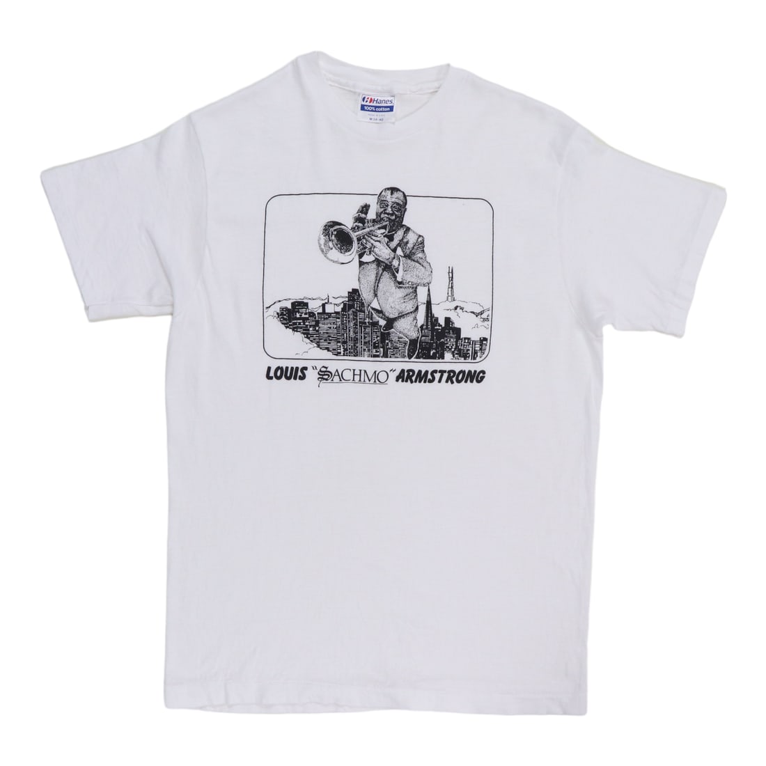 Shirt 1980s Louis Armstrong: Shirt 1980s Louis Armstrong This listing features Shirt 1980s Louis Armstrong. Item specifics are provided below. Item Specifics: Size: Medium Era: 1980s Color: White Material: 50/50 Poly/Cotton Tag S