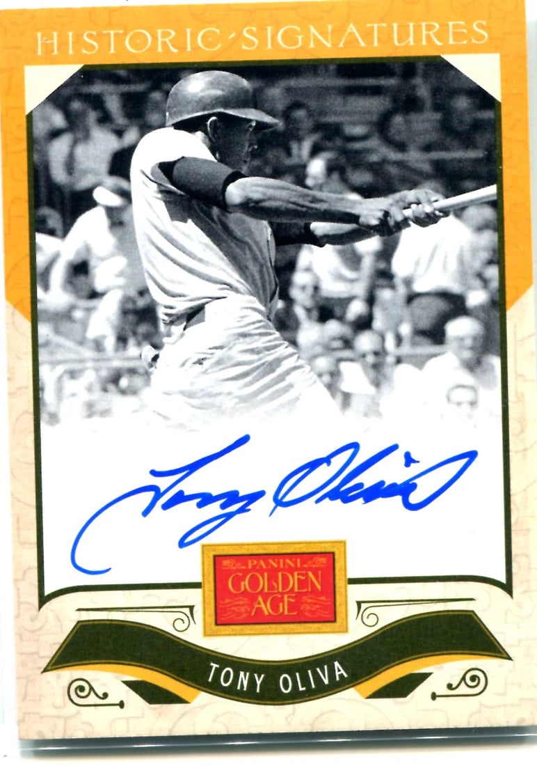 Card Tony Oliva 2012 Panini Golden Age Autographed: Card Tony Oliva 2012 Panini Golden Age Autographed This listing features Card Tony Oliva 2012 Panini Golden Age Autographed. Item specifics are provided below. Item Specifics: Brand: Panini Tony Oliva