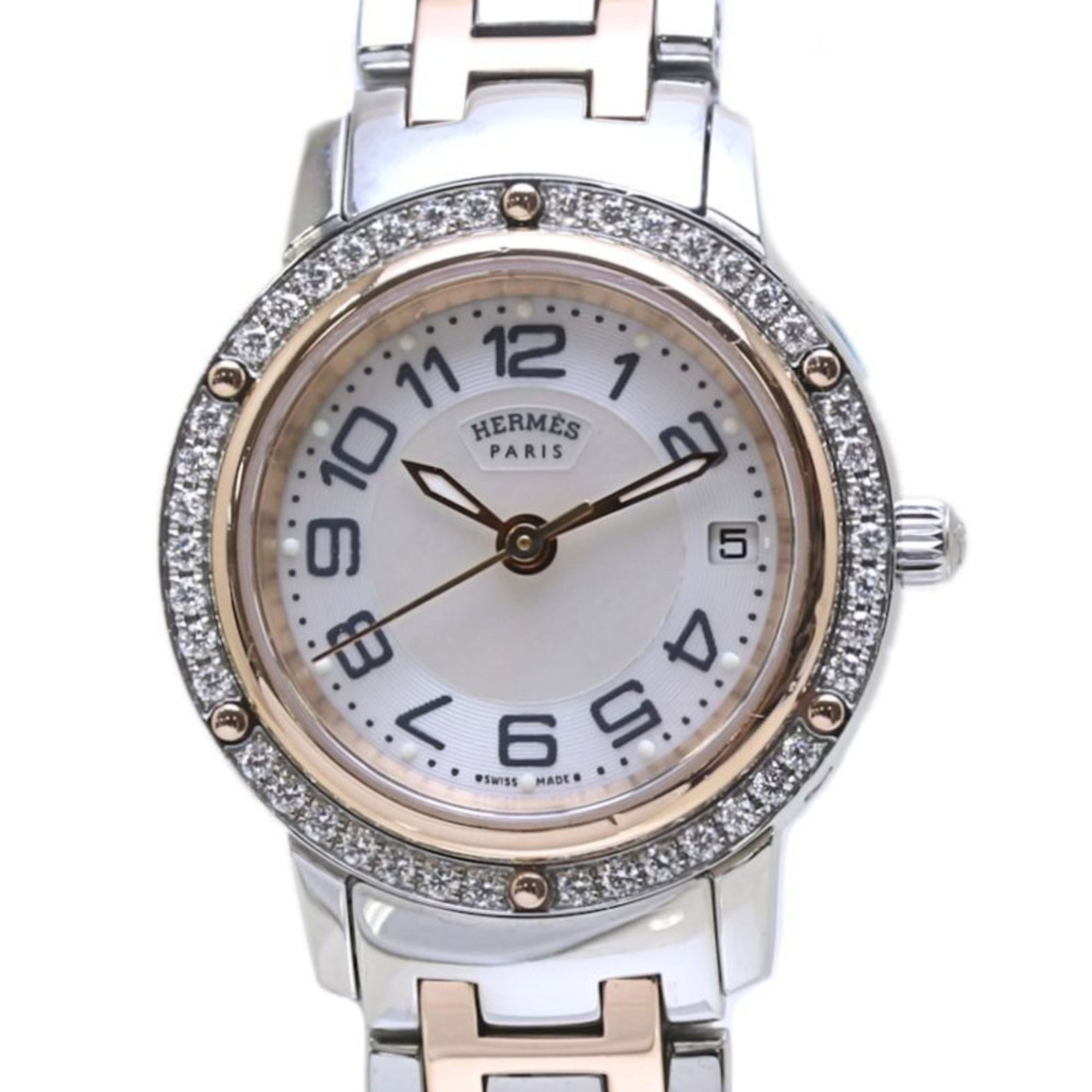 40117 HERMES Clipper Nacr Classic Bezel Diamond CP1.222.212 4970 035323WW00 Women's Watch in PGP: 40117 HERMES Clipper Nacr Classic Bezel Diamond CP1.222.212 4970 035323WW00 Women's Watch in PGP (Pink Gold Plated) xSS This listing features 40117 HERMES Clipper Nacr Classic Bezel Diamond CP1.222.21