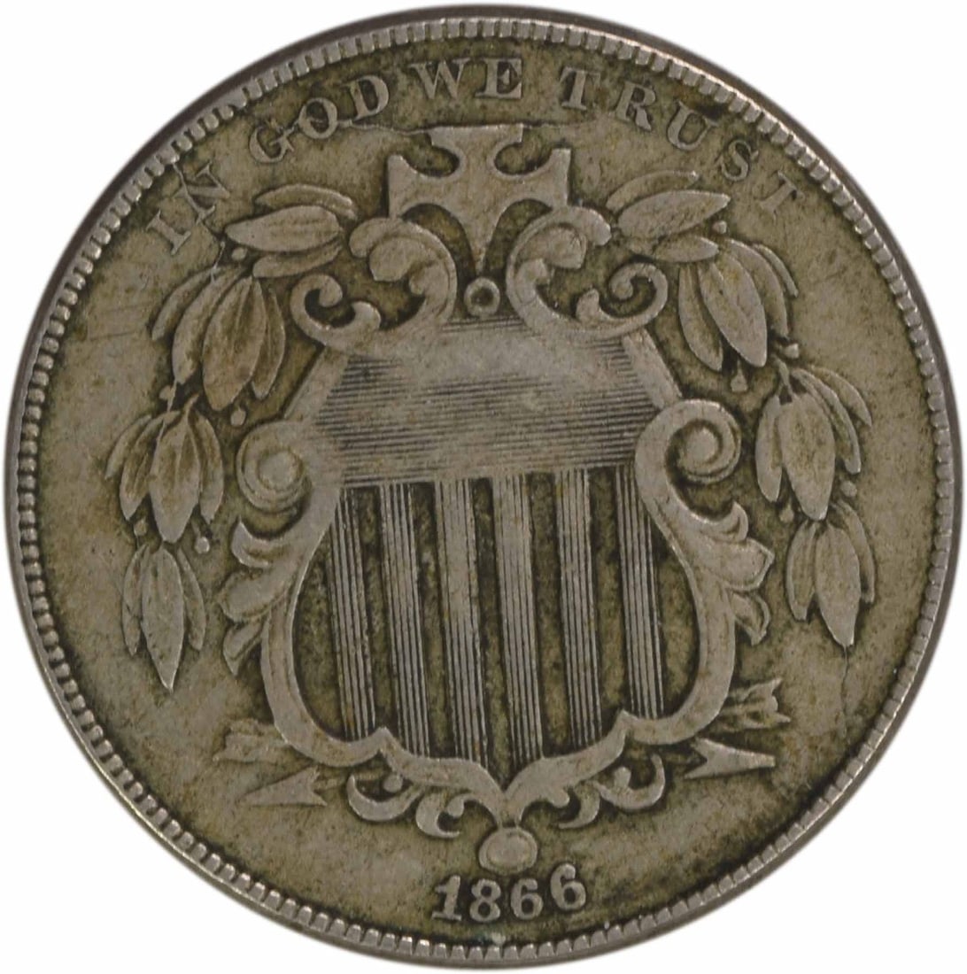 Uncertified 1866 Shield Nickel Rays VF (1 of 2)