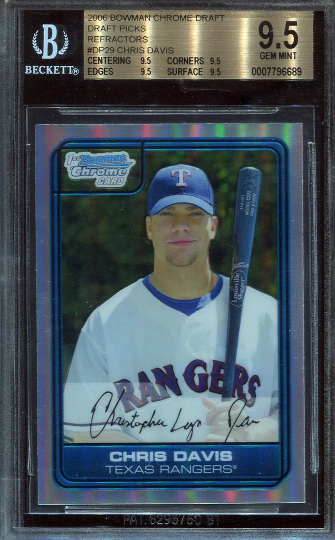 (Beckett) Chris Davis 2006 Topps 1st Bowman Chrome Refractors Rookie Card (1 of 2)