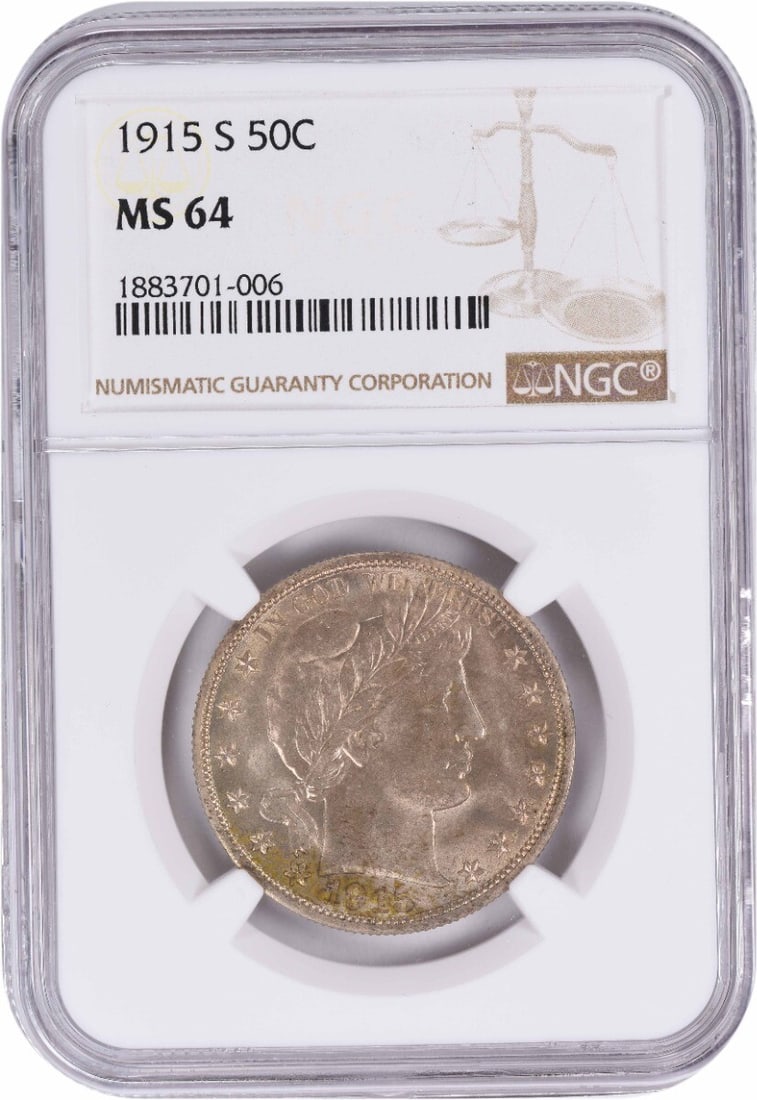 NGC 1915-S Barber Silver Half Dollar MS64 (1 of 3)