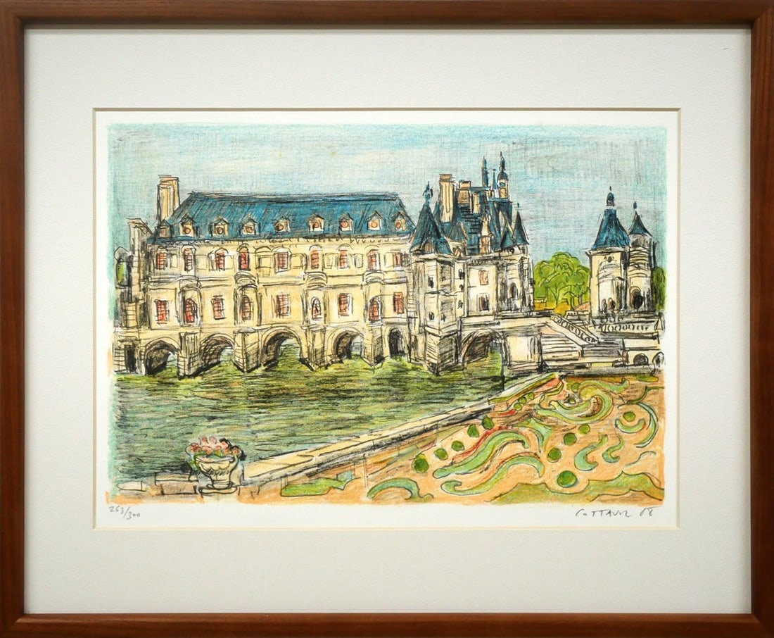 Framed Andre Cottavoz Chateau de Chenonceau Lithograph 1988 Signed ED 263/ 300 (1 of 10)