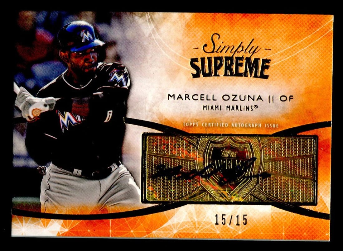 15 Marcell Ozuna 2014 Topps Simply Supreme Autographed Card #15/: 15 Marcell Ozuna 2014 Topps Simply Supreme Autographed Card #15/ This listing features 15 Marcell Ozuna 2014 Topps Simply Supreme Autographed Card #15/. Item specifics are provided below. Item Specifi