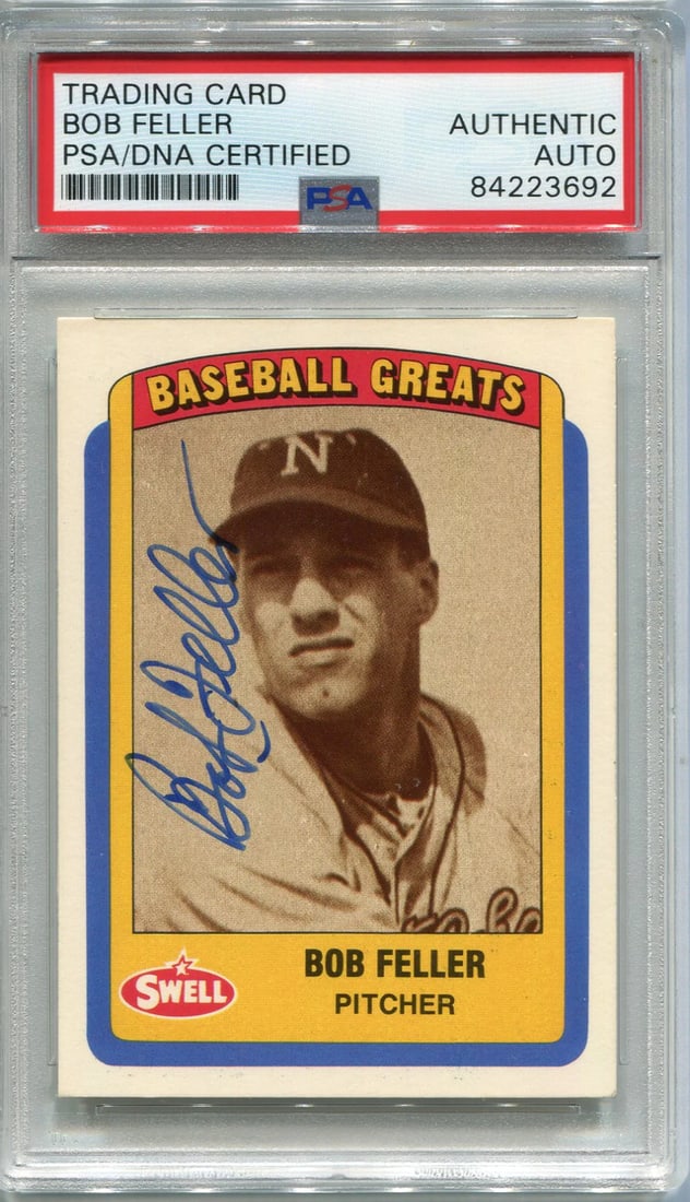 (PSA) Bob Feller Autographed 1990 Swell Baseball Greats Card (1 of 1)