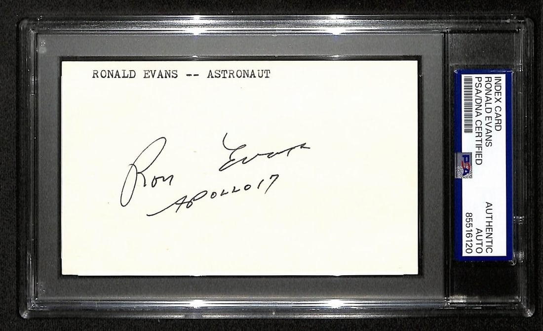 197797 Ronald Evans Signed/ Inscribed 3x5 Index Card Astronaut PSA/ DNA (1 of 1)