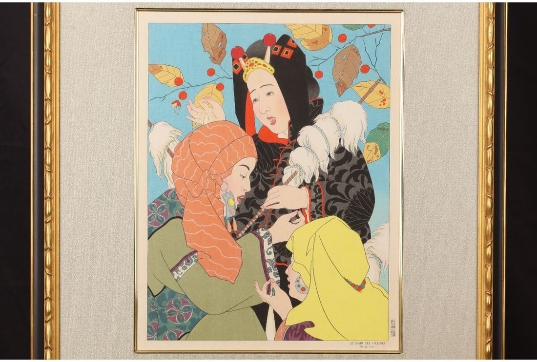 Rare Paul Jacoulet Le Chant Woodblock Print Mongolia Signed Framed Vintage Art: Rare Paul Jacoulet Le Chant Woodblock Print Mongolia Signed Framed Vintage Art This listing features Rare Paul Jacoulet Le Chant Woodblock Print Mongolia Signed Framed Vintage Art. Item specifics are