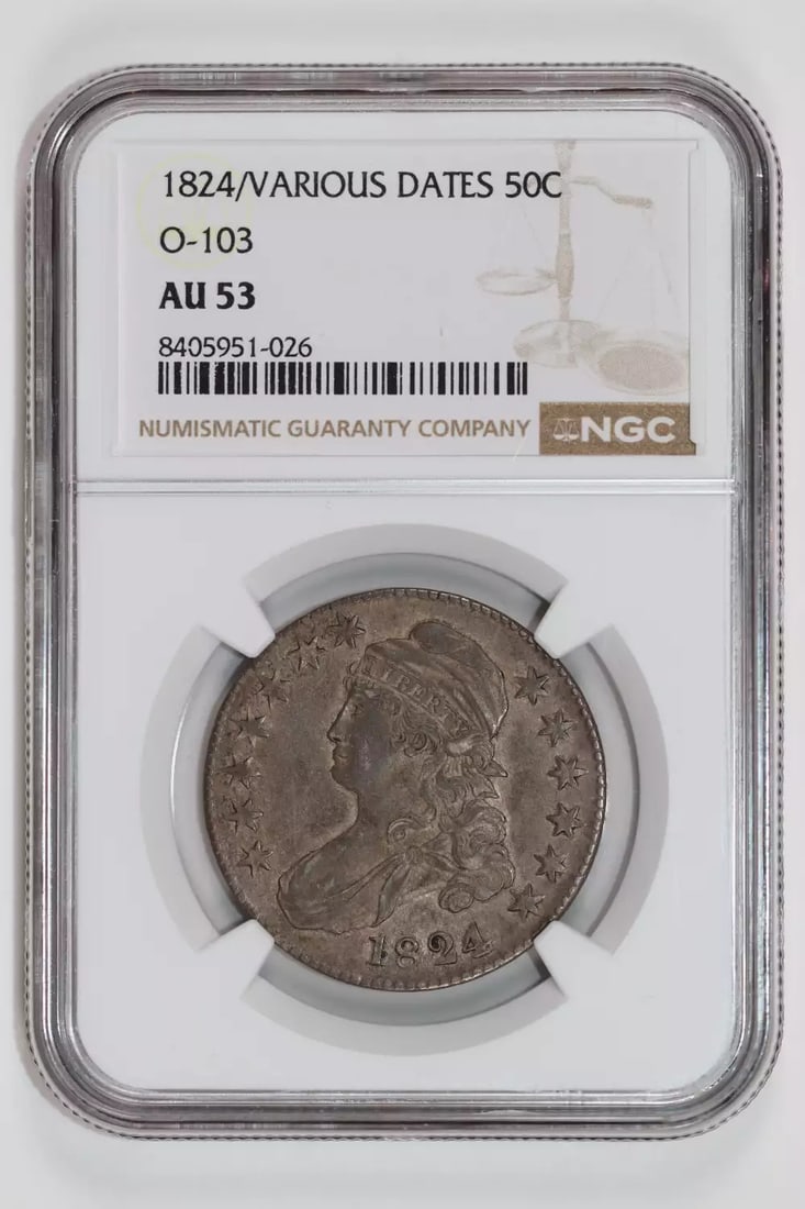 COIN 1824/ VARIOUS DATES O-103 CAPPED BUST HALF DOLLAR NGC AU53 ORIGINAL PQ: COIN 1824/ VARIOUS DATES O-103 CAPPED BUST HALF DOLLAR NGC AU53 ORIGINAL PQ This listing features COIN 1824/ VARIOUS DATES O-103 CAPPED BUST HALF DOLLAR NGC AU53 ORIGINAL PQ. Item specifics are provid