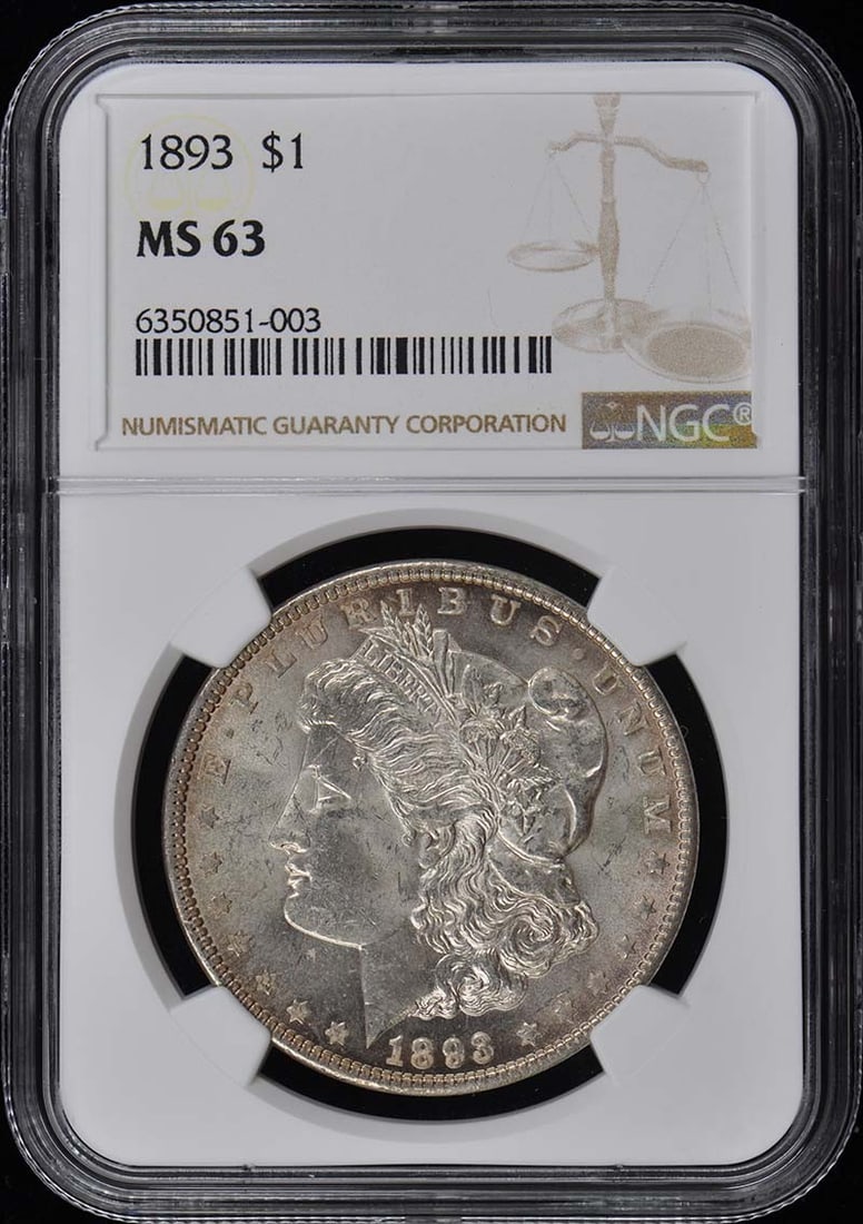 MS63 1893 Morgan Dollar S$1 NGC: MS63 1893 Morgan Dollar S$1 NGC This listing features MS63 1893 Morgan Dollar S$1 NGC. Item specifics are provided below. Item Specifics: Certification: NGC Certification Number: 6350851003 Grade: MS6