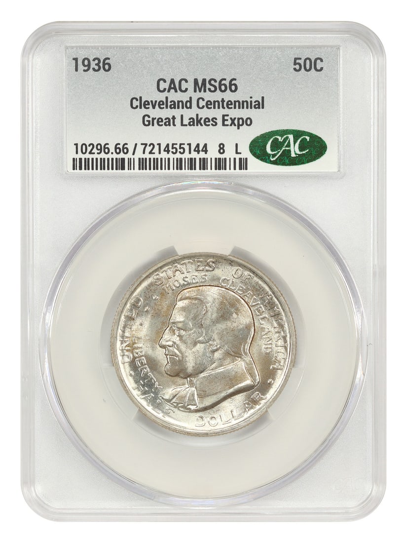 Classic Silver Commemorative - 1936 50C Cleveland CACG MS66: Classic Silver Commemorative - 1936 50C Cleveland CACG MS66 This listing features Classic Silver Commemorative - 1936 50C Cleveland CACG MS66. Item specifics are provided below. Item Specifics: Certif