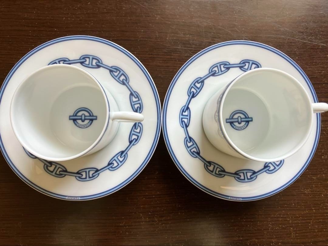 Tableware Hermes Chaine D'Ancle Espresso Coffee Cup Saucer Blue Set Of 2 France: Tableware Hermes Chaine D'Ancle Espresso Coffee Cup Saucer Blue Set Of 2 France This listing features Tableware Hermes Chaine D'Ancle Espresso Coffee Cup Saucer Blue Set Of 2 France. Item specifics ar