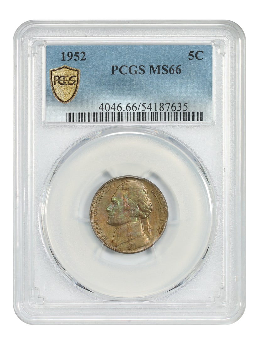 Jefferson Nickel - 1952 5C PCGS MS66: Jefferson Nickel - 1952 5C PCGS MS66 This listing features Jefferson Nickel - 1952 5C PCGS MS66. Item specifics are provided below. Item Specifics: Certification: PCGS Certification Number: 54187635 C