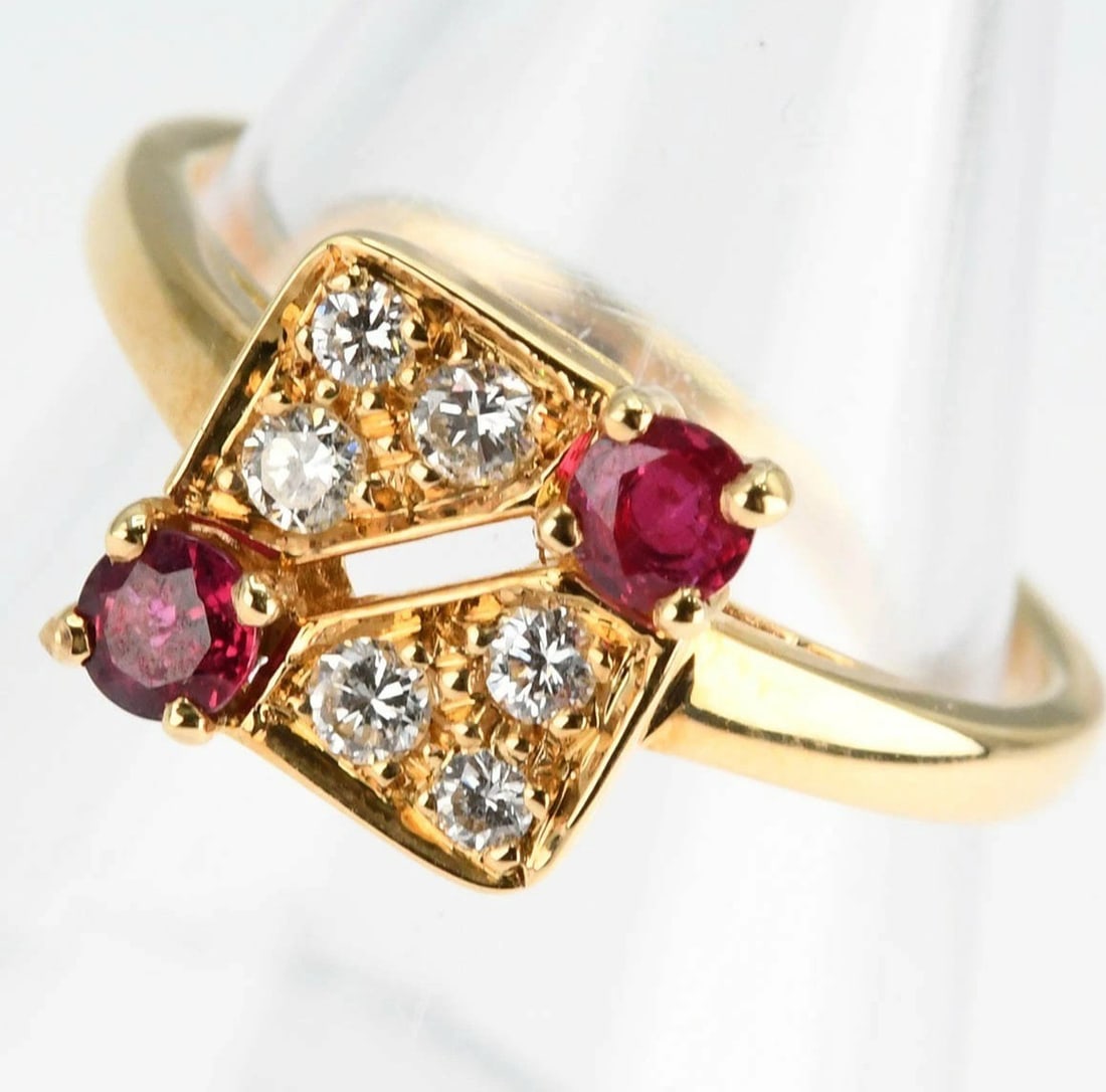 Hallmarked Vintage Mauboussin Paris Ruby Diamond 18k Yellow Gold Square Ring: Hallmarked Vintage Mauboussin Paris Ruby Diamond 18k Yellow Gold Square Ring This listing features Hallmarked Vintage Mauboussin Paris Ruby Diamond 18k Yellow Gold Square Ring. Item specifics are prov