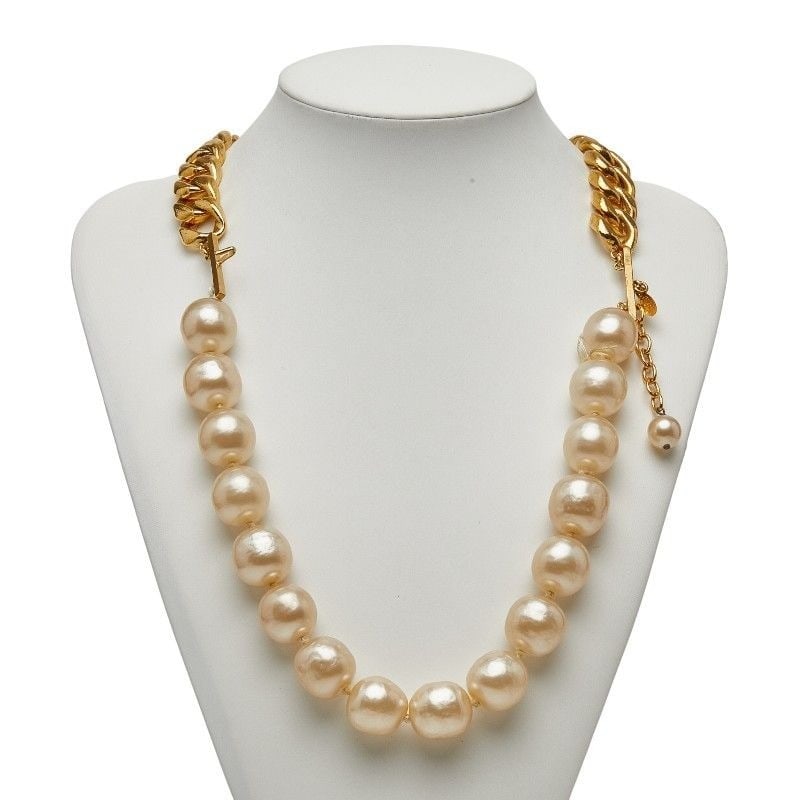 Box CHANEL 2 7 Faux Pearl and Gold Plated Chain Necklace 14.5 inch with Original (1 of 9)