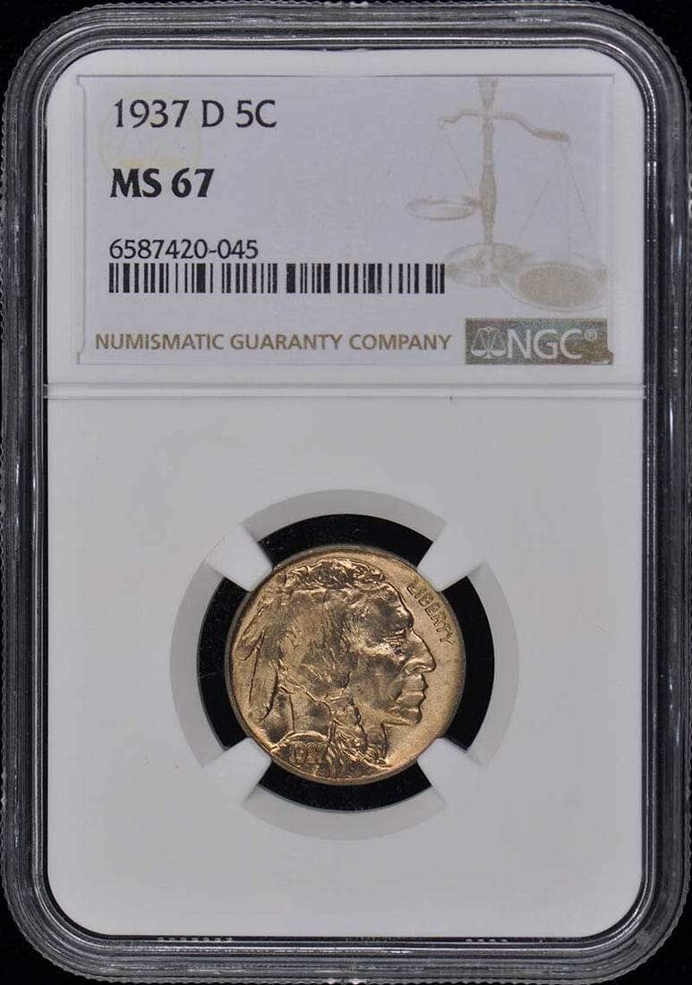 MS67 1937-D Buffalo Nickel Type 2 5C NGC: MS67 1937-D Buffalo Nickel Type 2 5C NGC This listing features MS67 1937-D Buffalo Nickel Type 2 5C NGC. Item specifics are provided below. Item Specifics: Certification: NGC Certification Number: 658