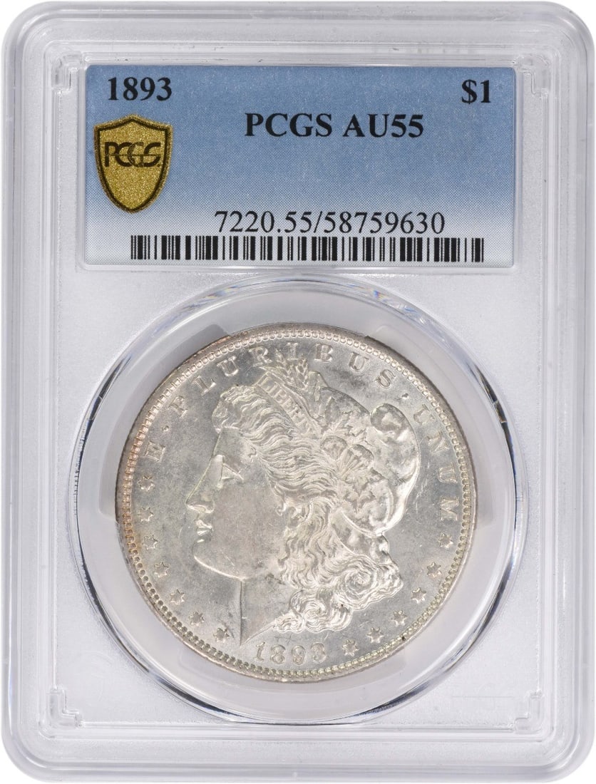 PCGS 1893 Morgan Silver Dollar AU55: PCGS 1893 Morgan Silver Dollar AU55 This listing features PCGS 1893 Morgan Silver Dollar AU55. Item specifics are provided below. Item Specifics: Country Of Origin: United States Certification: PCGS C