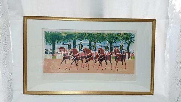 65x30cm Jean-Pierre Grosperrin Lithograph Signed Horse Parade French Art (1 of 10)