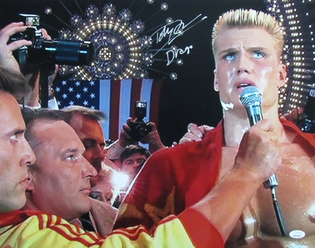184768 Dolph Lundgren Autographed/ Inscribed 16x20 Photo "Balboa vs Drago" JSA: 184768 Dolph Lundgren Autographed/ Inscribed 16x20 Photo "Balboa vs Drago" JSA This listing features 184768 Dolph Lundgren Autographed/ Inscribed 16x20 Photo "Balboa vs Drago" JSA. Item specifics are