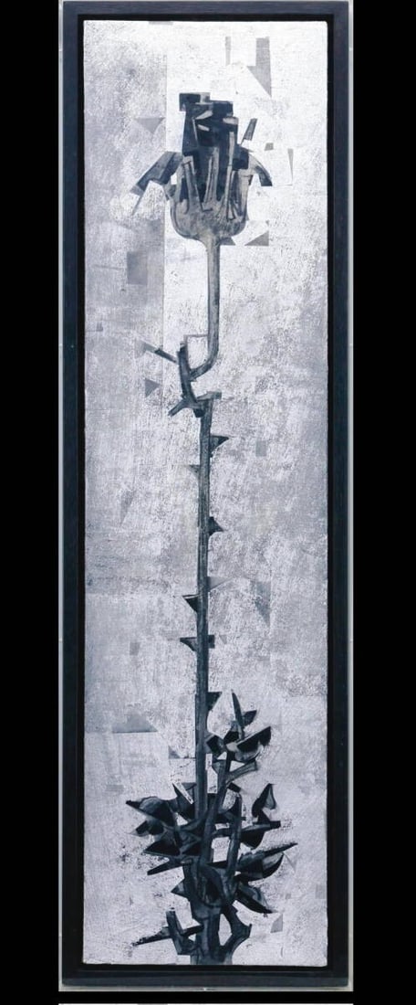 Signed Xiaomin Yang Original Painting Silver Rose Large Vertical Work: Signed Xiaomin Yang Original Painting Silver Rose Large Vertical Work This listing features Signed Xiaomin Yang Original Painting Silver Rose Large Vertical Work. Item specifics are provided below. It