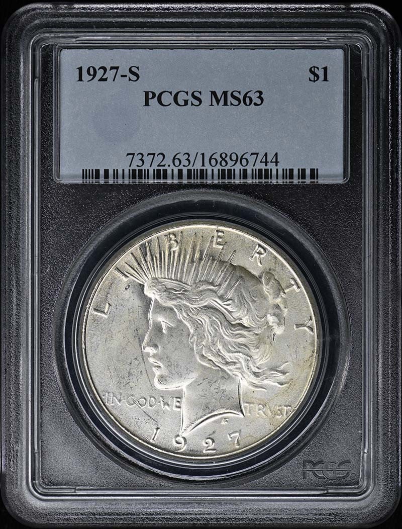 MS63 1927-S $1 Peace Dollar PCGS: MS63 1927-S $1 Peace Dollar PCGS This listing features MS63 1927-S $1 Peace Dollar PCGS. Item specifics are provided below. Item Specifics: Certification: PCGS Certification Number: 16896744 Grade: MS