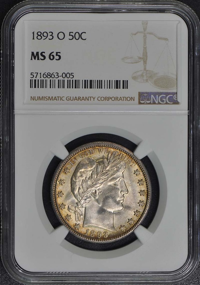 MS65 1893-O Barber Half Dollar 50C NGC: MS65 1893-O Barber Half Dollar 50C NGC This listing features MS65 1893-O Barber Half Dollar 50C NGC. Item specifics are provided below. Item Specifics: Certification: NGC Certification Number: