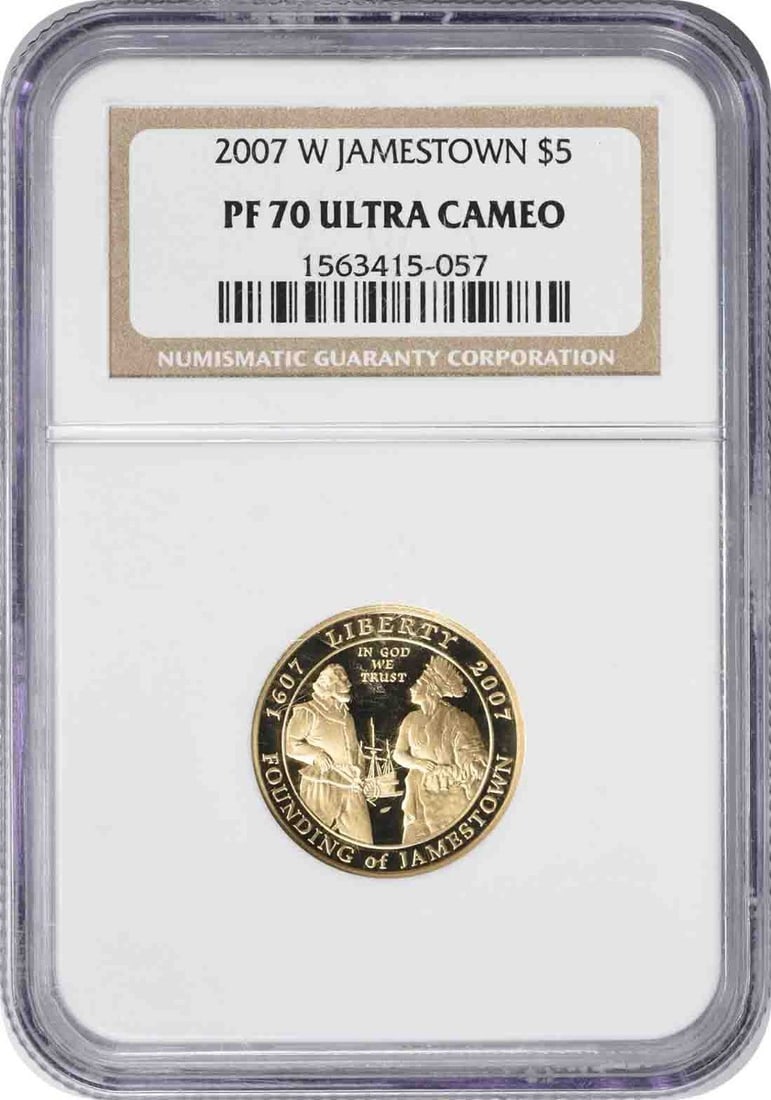 NGC 2007-W Jamestown Commemorative $5 Gold PR70UCAM: NGC 2007-W Jamestown Commemorative $5 Gold PR70UCAM This listing features NGC 2007-W Jamestown Commemorative $5 Gold PR70UCAM. Item specifics are provided below. Item Specifics: Country Of Origin: Uni