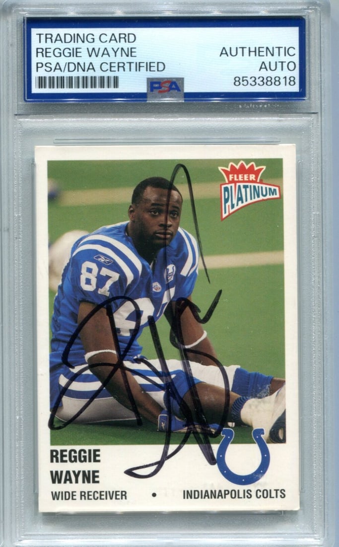 Card Reggie Wayne 2003 Fleer Platinum #107 PSA Auto Auth: Card Reggie Wayne 2003 Fleer Platinum #107 PSA Auto Auth This listing features Card Reggie Wayne 2003 Fleer Platinum #107 PSA Auto Auth. Item specifics are provided below. Item Specifics: Reggie Wayne