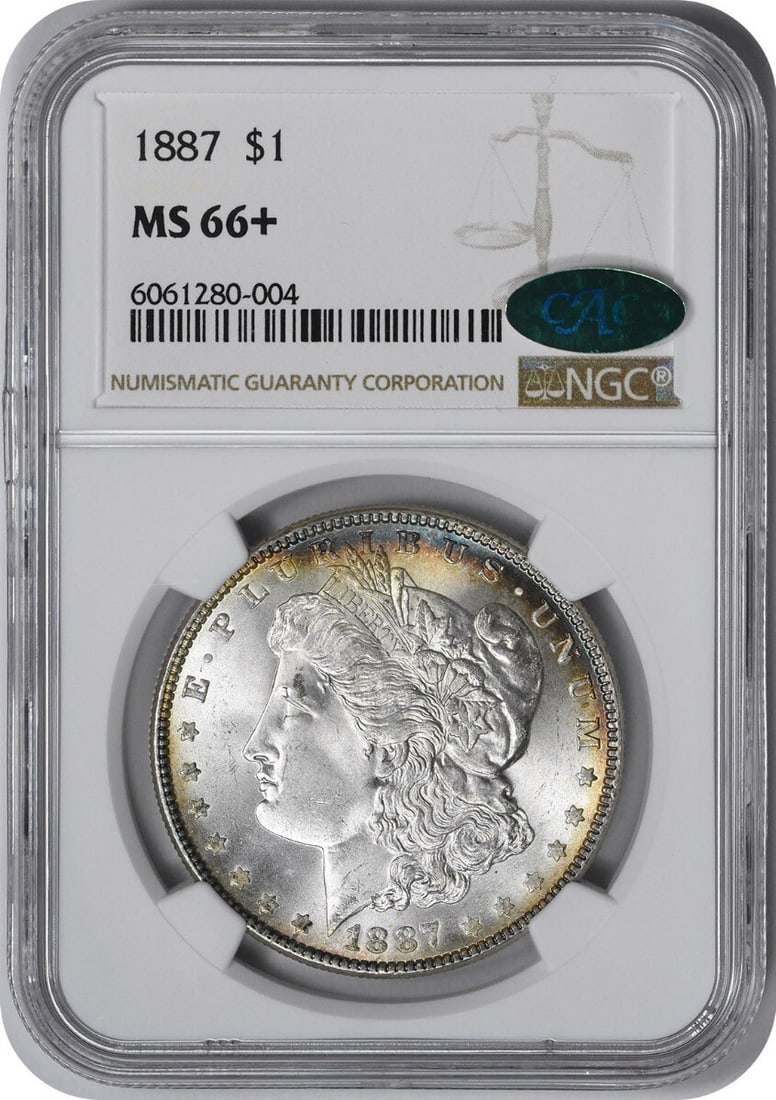 (CAC) 1887 Morgan Silver Dollar MS66+ NGC: (CAC) 1887 Morgan Silver Dollar MS66+ NGC This listing features (CAC) 1887 Morgan Silver Dollar MS66+ NGC. Item specifics are provided below. Item Specifics: Country Of Origin: United States Certifica